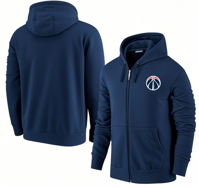 Men's Washington Wizards Navy Primary Logo Full-Zip Hoodie